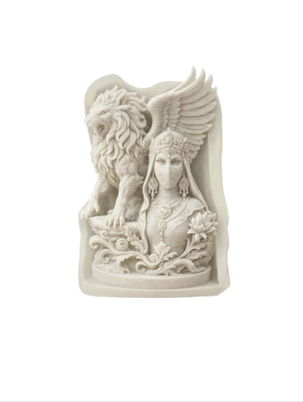 Beautiful Winged Lion & Regal Maiden Silicone Mold
